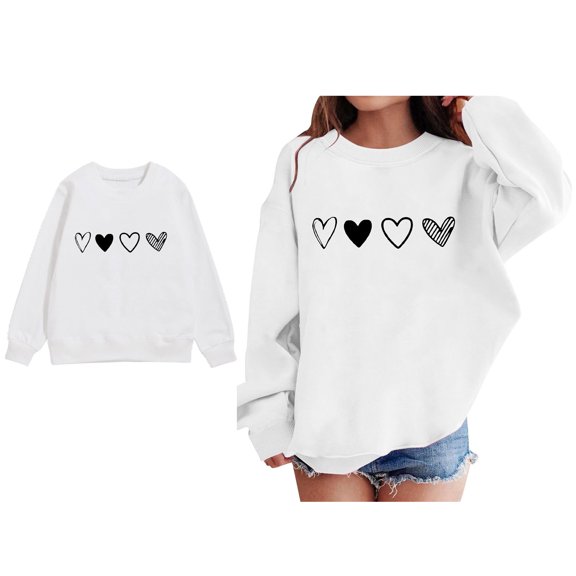 Toddler Sweatshirts for Girls Valentines Day Sweatshirt Long Sleeve Casual Heart Sweatshirt Crewneck Sweatshirt Pullover Size 3-4 Years Boys Clothes