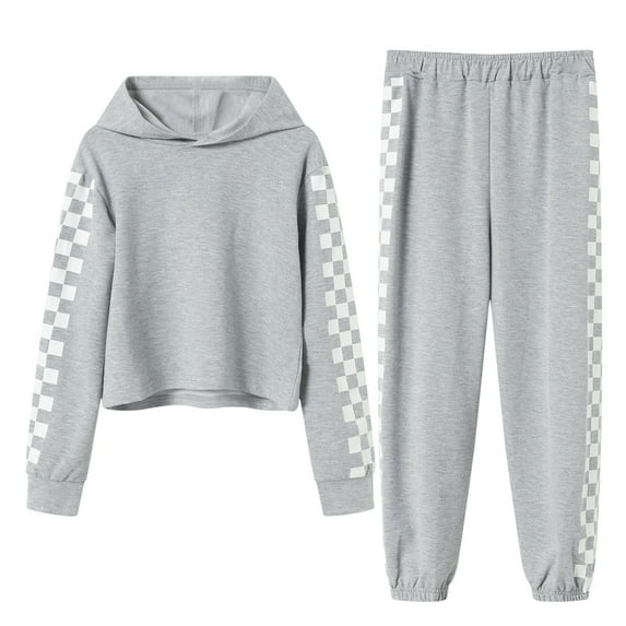 Toddler Sweatsuits Girls 2025 Size 6-12 Years Girls Sweatsuit Set Cute Hooded Sweatshirt & Jogger Pants with Pocket Casual Outfuts Set