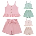 thumbnail image 1 of Toddler Sweatsuits Girls Girls 2 Piece Outfit Sleeveless Crop Tank Tops Ribbed High Waisted Shorts Casual Summer Matching Set 2 Piece, 1 of 5