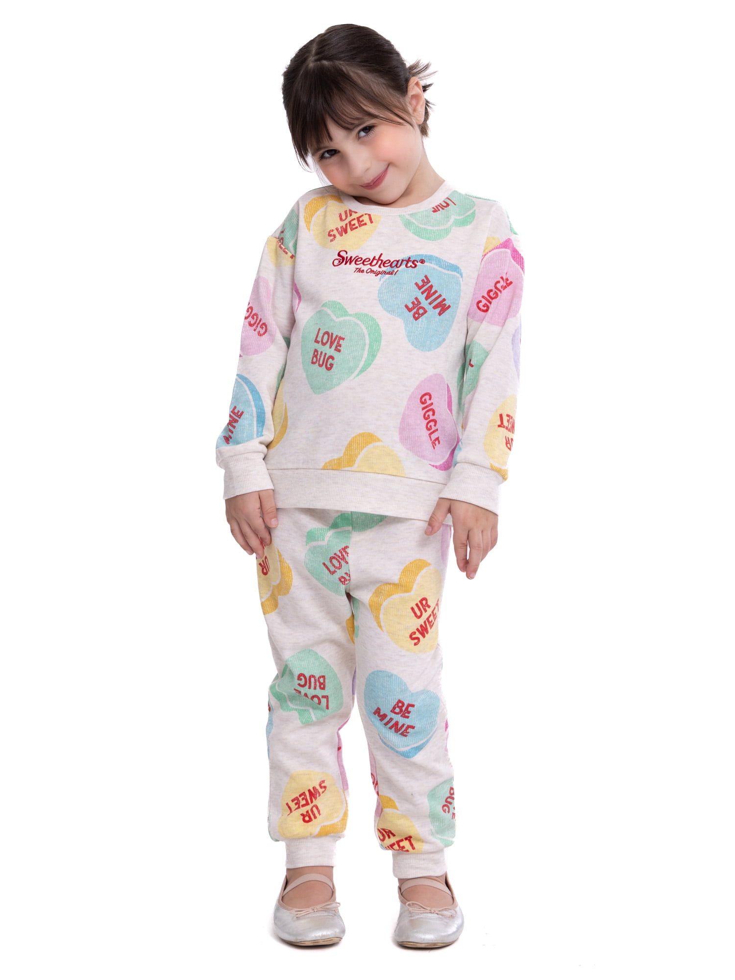 Toddler Sweethearts Valentine’s Day Sweethearts Crewneck Sweatshirt and Joggers Set, 2-Piece, Sizes 12M-5T