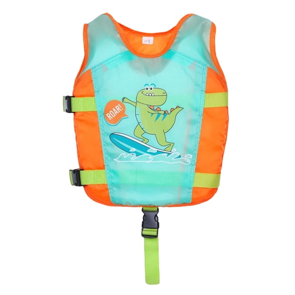 Toddler Swim Vest Solid Color Boys Girls Floaties Flotation Swimwear Trainer Swimsuit Adjustable, Kids Life Jacket Orange, 1-3 Years