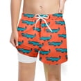 thumbnail image 1 of Toddler Swimsuit Boy Big Kids Boys Print Swim Trunks with Drawstring Beach Baby Boy Bathing Suit Watermelon Red 10-12 Years, 1 of 3