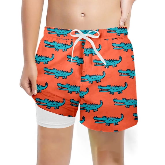 Toddler Swimsuit Boy Big Kids Boys Print Swim Trunks with Drawstring Beach Baby Boy Bathing Suit Watermelon Red 10-12 Years