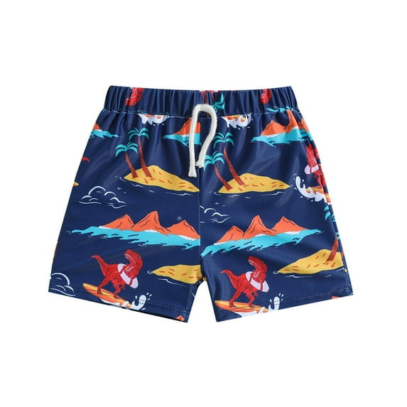 Toddler Swimsuit Boy Cartoon Dinosaur Printed Swim Trunks Swimsuit Beach Shorts Baby Boy Bathing Suit Size 4Y Blue