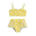 thumbnail image 1 of Toddler Swimsuit Girl 12-18 Months Sleeveless Summer Lace Dot Prints Ruffles Two Piece Bikini Durable Seaside Swimming Trendy Yellow Bathing Suit Sizes 12-18 Months, 1 of 6