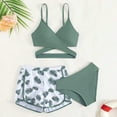 thumbnail image 1 of Toddler Swimsuit Girl 5T One Piece Girls 3 Piece Bikini Bathing Suit Teen Girls Swimwear Sport Swimsuits with Shorts 9-16T 3 Piece Girl Bathing Suits Solid Color Cutout, 1 of 6