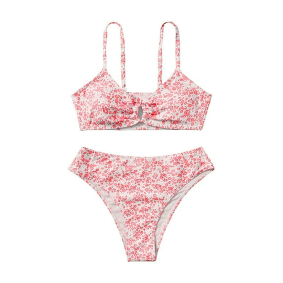 Toddler Swimsuit Girl Kids Girl Floral Prints High Waist Bikini Set 2 Piece Swimsuit Swimwear Bathing Suit Girls'swimwear Red 11 Years-13 Years