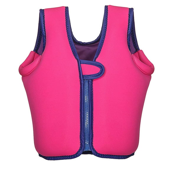 Toddler Swimsuit Girl Solid Color Foam Buoyancy Life Jacket Outdoor Swimming Zipper Vest Girls Bathing Suit Pink 5-6 Years