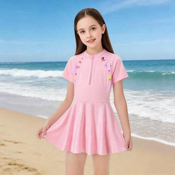 Toddler Swimsuit Girl Two Piece Ruffle Floral Soft & Breathable Sun Protection Bathing Suits for Kid Girls Adjustable Straps Summer Beach Swimwear