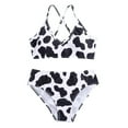 thumbnail image 1 of Toddler Swimsuit Girl Two Piece Summer Cute Crisscross Back Cow Floral Print Bathing Suits For Teen Girls, 1 of 3