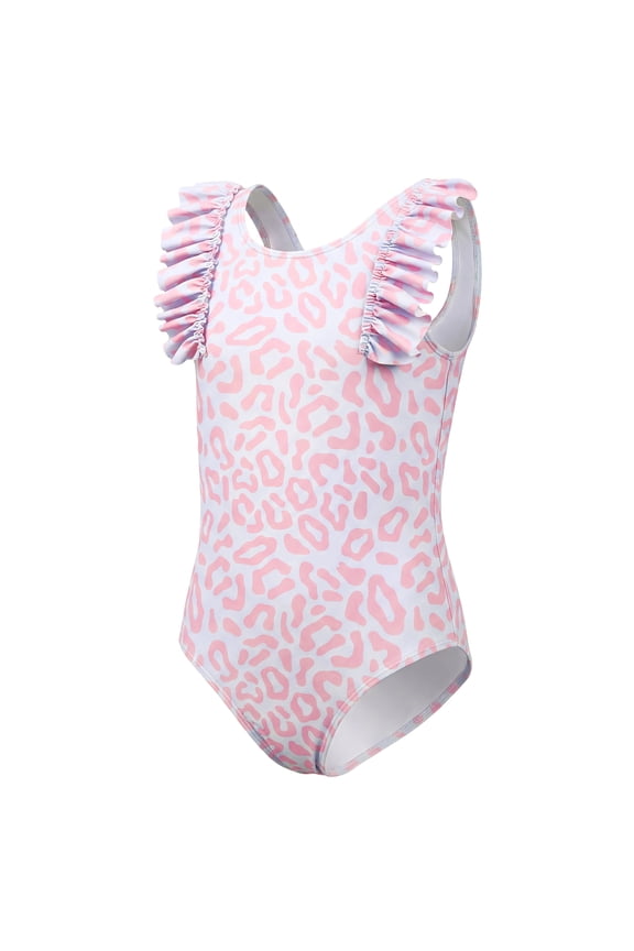 Girls One Piece Swimsuits Toddler Ruffled Cute Girls Bathing Suit Summer Beach 6T Swimsuit Girls