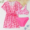 thumbnail image 1 of Toddler Swimsuit Kids Girl Fashion Flower Print Bikinis with Long Sleeve Breathable Thin Swim Coat Girls Bathing Suit Hot Pink 8 Years-9 Years, 1 of 3