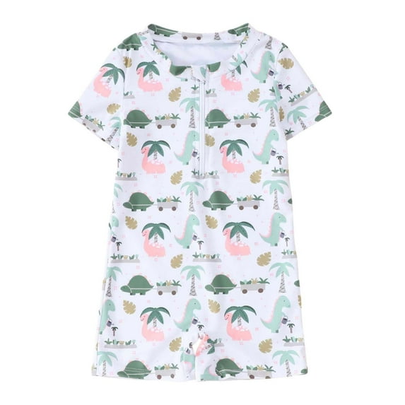 Toddler Swimsuit Toddler Kids Boys Dinosaur Coconut Print Zipper Front One Piece Swimsuit Breathable Quick Dry Bathing Suits for Teens Pink 18 Months-24 Months