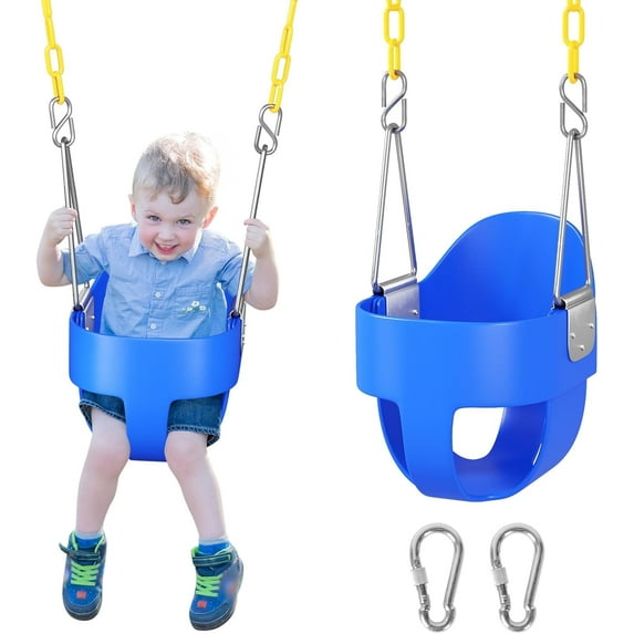 Toddler Swing Seat, Outdoor Baby Swing with Coated Chains, Heavy Duty High Back Full Bucket Swing Chair, Fully Assembled for Backyard Playground