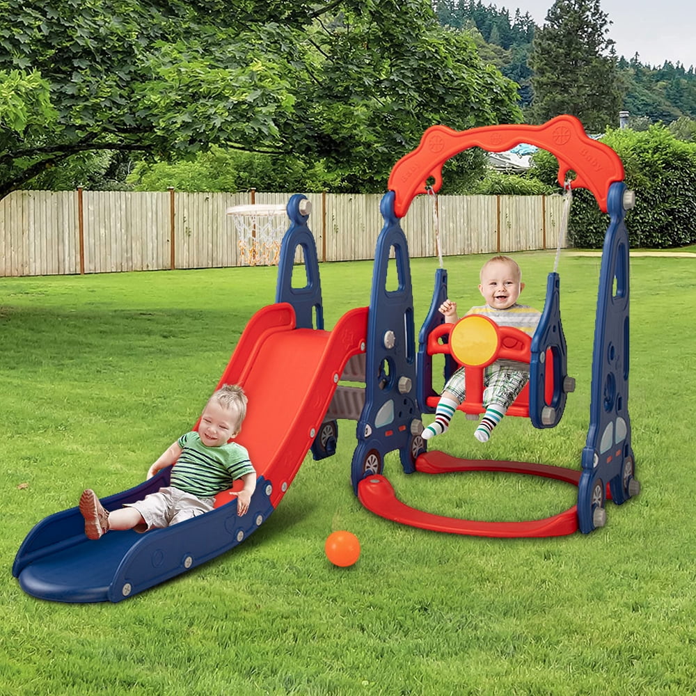 Toddler Swing and Slide Play Set, 3 In 1 Kid Toddler Outdoor Playset