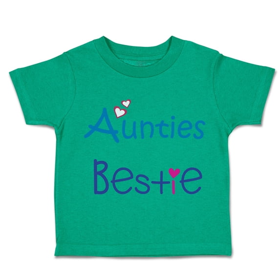 Toddler T-Shirt Aunties Bestie Heart Aunt Boy & Girl Clothes Cotton Funny Tee Kelly Green 12 Months