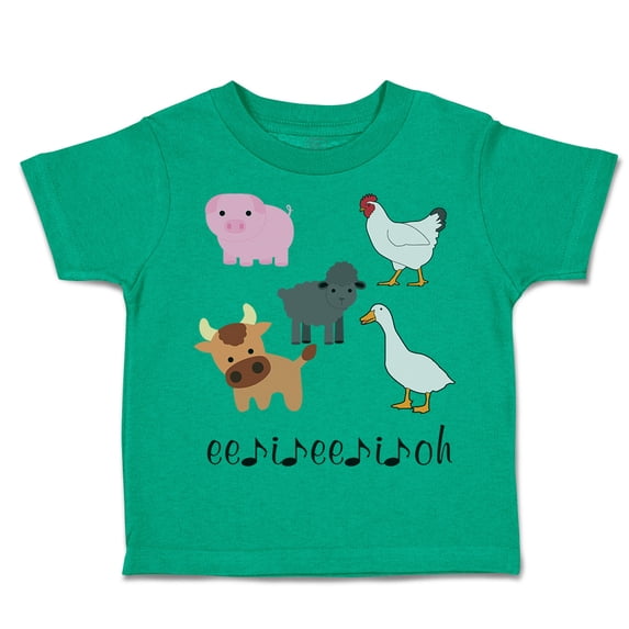 Toddler T-Shirt Barnyard Animals Ee Ii Oh Music Farm Boy & Girl Clothes Cotton Funny Tee Kelly Green 24 Months