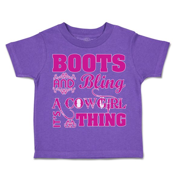 Toddler T-Shirt Boots and Bling Cowgirl Thing Western Boy & Girl Clothes Cotton Funny Tee Purple 4T