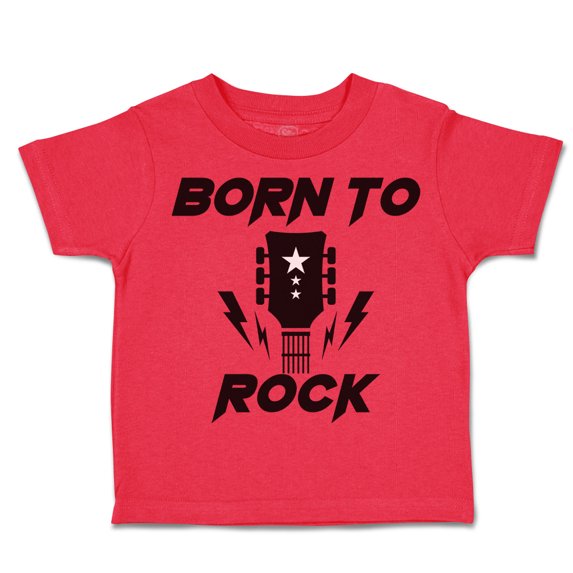 Toddler T-Shirt Born to Rock with Guitar Boy & Girl Clothes Cotton Funny Tee Red 4T