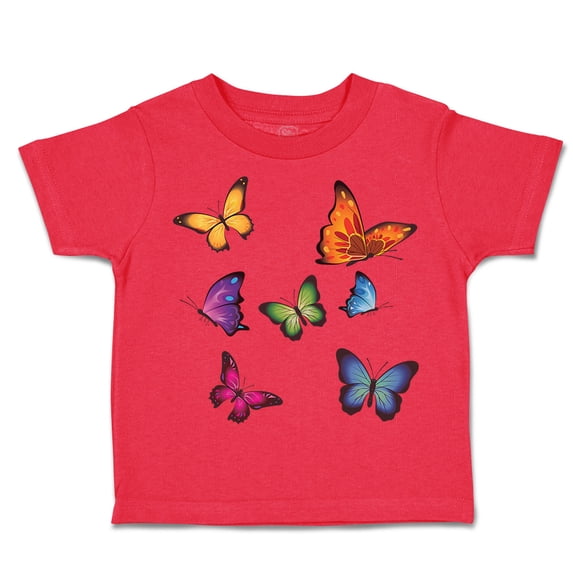Toddler T-Shirt Butterflies Boy & Girl Clothes Cotton Funny Tee Red 2T