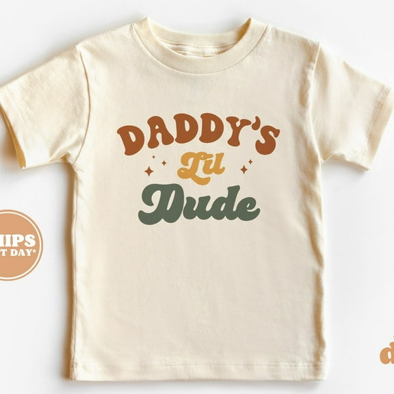 Toddler T-Shirt - Daddy'S Lil Dude Kids Retro Tshirt - Father'S Day Retro TODDLER SHORT SLEEVE TEE BELLA CANVAS 3001T