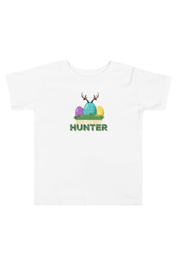 Toddler T Shirt Egg Spert Easter Egg Hunter with Antlers (White, 4T)