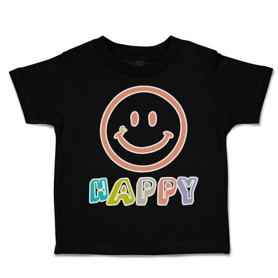 Toddler T-Shirt Happy Smiling Face Boy & Girl Clothes Cotton Funny Tee Black 5 6T