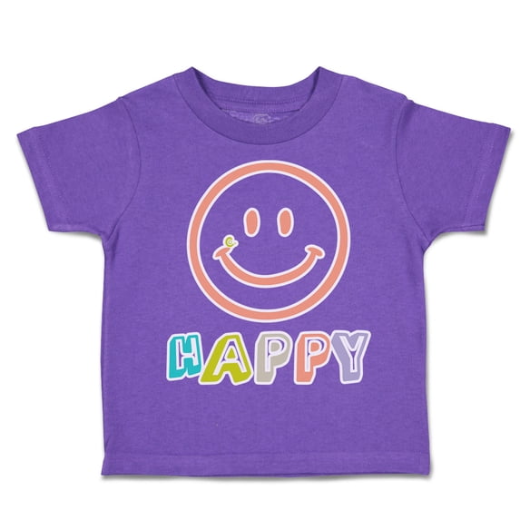 Toddler T-Shirt Happy Smiling Face Boy & Girl Clothes Cotton Funny Tee Purple 12 Months