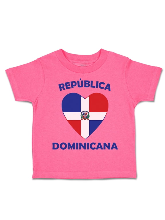 Toddler T-Shirt Heart Love Reublica Dominican Republic Boy & Girl Clothes Cotton Funny Tee Hot Pink 5 6T