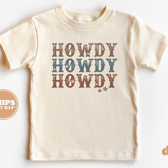 Toddler T-Shirt - Howdy Howdy Howdy Kids Retro Tshirt - Western Retro TODDLER SHORT SLEEVE TEE BELLA CANVAS 3001T