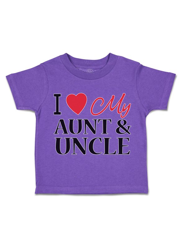 Toddler T-Shirt I Love My Aunts & Uncle with Heart Boy & Girl Clothes Cotton Funny Tee Purple 7T