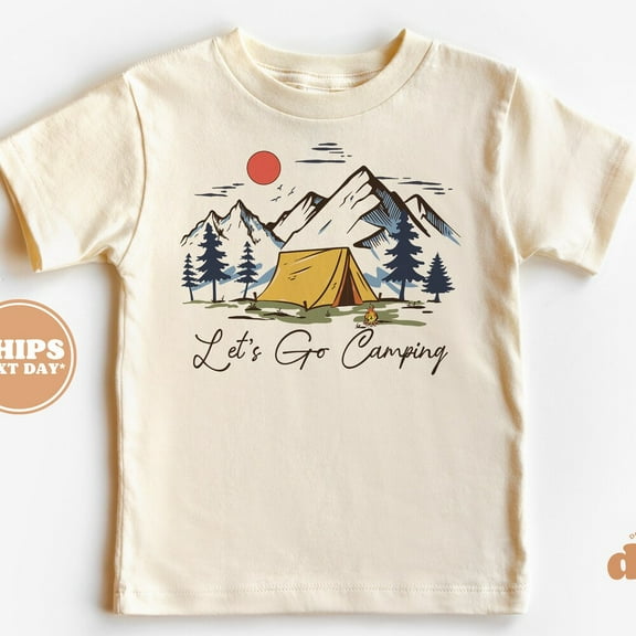 Toddler T-Shirt - Let'S Go Camping Kids Retro T-Shirt - Retro TODDLER SHORT SLEEVE TEE BELLA CANVAS 3001T