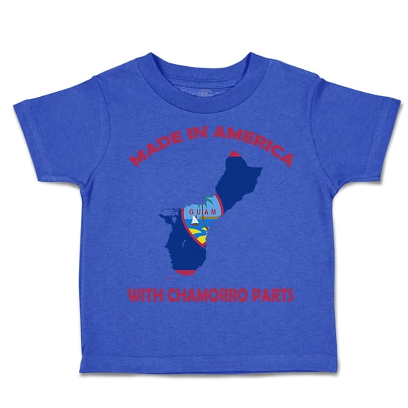 Toddler T-Shirt Made in America with Chamorro Guam Parts Boy & Girl Clothes Cotton Funny Tee Royal Blue 18 Months