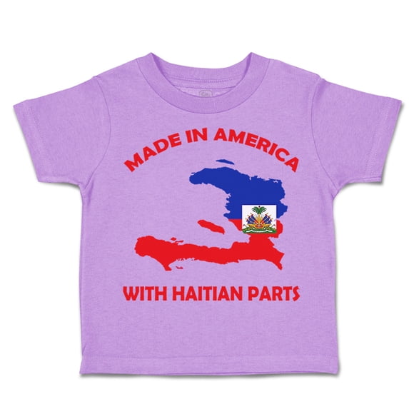 Toddler T-Shirt Made in America with Haitian Parts Boy & Girl Clothes Cotton Funny Tee Lavender 18 Months