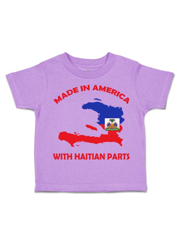 Toddler T-Shirt Made in America with Haitian Parts Boy & Girl Clothes Cotton Funny Tee Lavender 4T