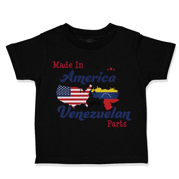 Toddler T-Shirt Made in America with Venezuelan Parts Boy & Girl Clothes Cotton Funny Tee Black 24 Months