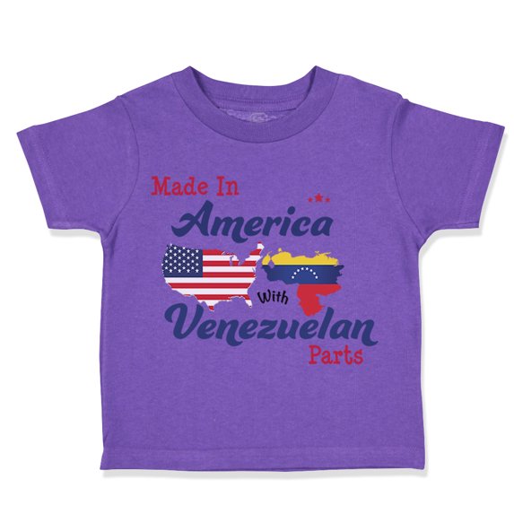 Toddler T-Shirt Made in America with Venezuelan Parts Boy & Girl Clothes Cotton Funny Tee Purple 6 Months