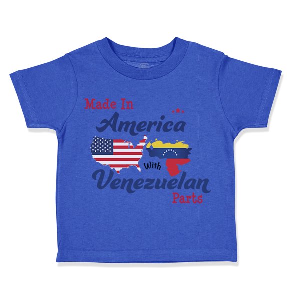 Toddler T-Shirt Made in America with Venezuelan Parts Boy & Girl Clothes Cotton Funny Tee Royal Blue 6 Months