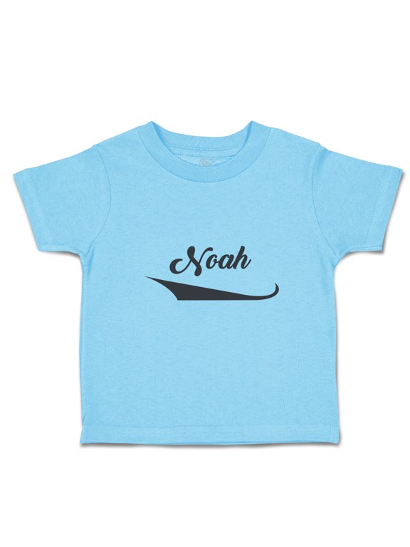 Toddler T-Shirt Noah's Name and Ark Bible Stories Boy & Girl Clothes Cotton Funny Tee Aqua Blue 2T