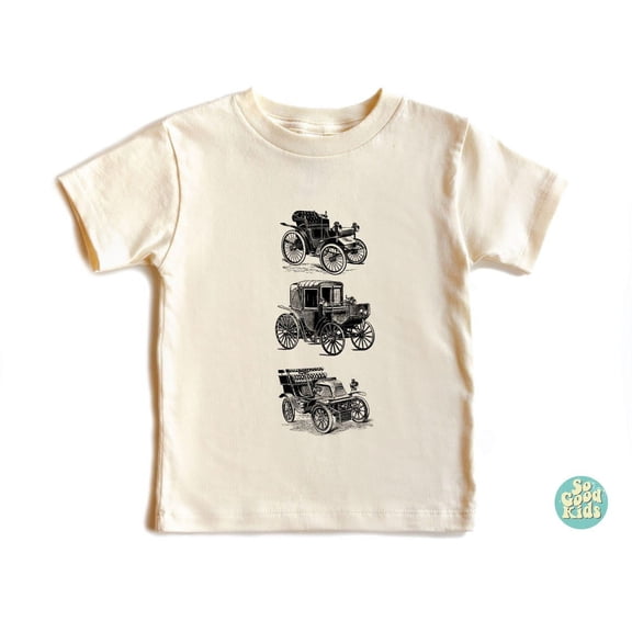Toddler T-Shirt - Old Vintage Cars Kids Retro Tshirt - Classic Automobiles Natural Shirt, Toddler & Youth Tee - Gift For Little Car Lovers,, New Born, Baby Shower Gift, New Parents Gift