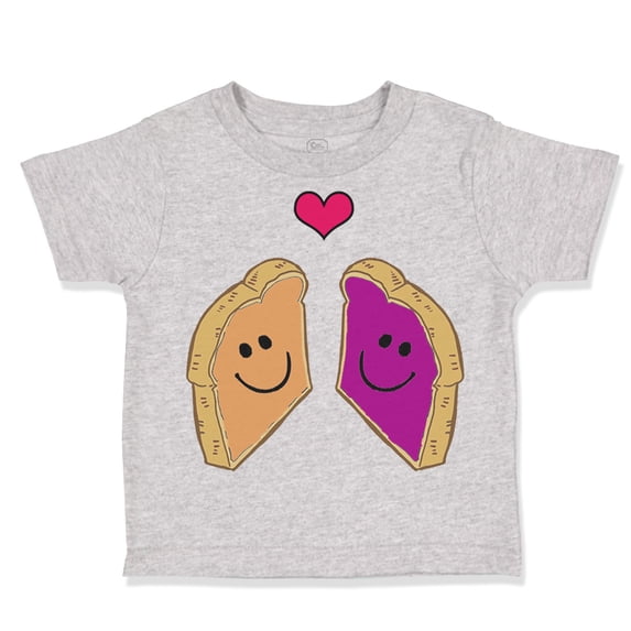 Toddler T-Shirt Peanut Butter and Jelly Toasts in Love B Boy & Girl Clothes Cotton Funny Tee Oxford Gray 12 Months