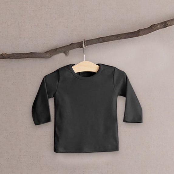 Toddler T Shirt Solid color Black Long Sleeve Top Crewneck Cotton Casual Kids Sweatshirt Clothes For Kids 0-6 Months Cute Boy Girl Clothing