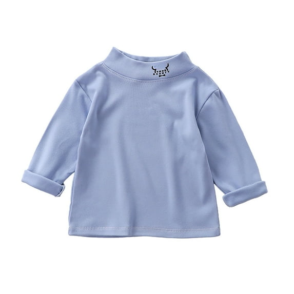 Toddler T Shirt Solid color Blue Long Sleeve Shirt Crewneck T-Shirts Fall Tops Tees Cotton Casual Kids Sweatshirt Dress Shirt For Boys 12-24 Months Cute Boy Girl Clothing