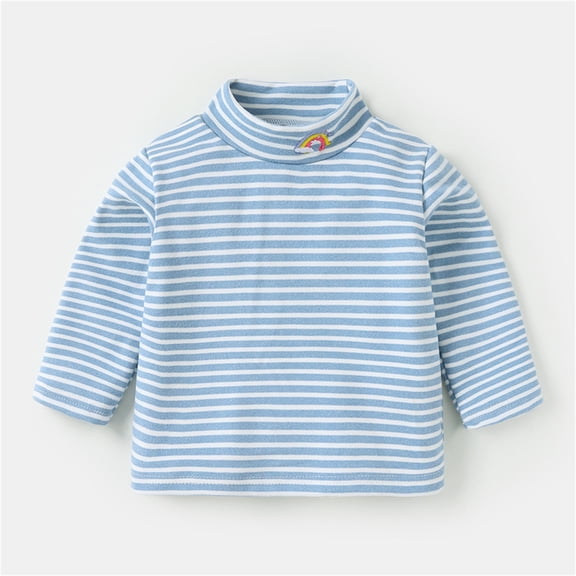 Toddler T Shirt Stripes Blue Long Sleeve Shirt Boys Kids Fall Tops Crewneck Basic Tees Cottom Boy Shirt Boys Fashion 6-12 Months Cute Boy Girl Clothing