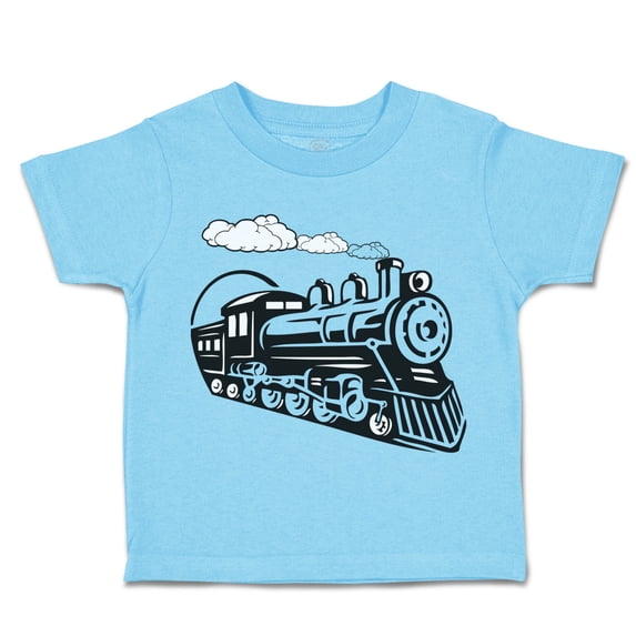 Toddler T-Shirt Vintage Trains Boy & Girl Clothes Cotton Funny Tee Aqua Blue 18 Months