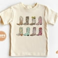 thumbnail image 1 of Toddler T-Shirt - Western Boots Cowgirl Kids Retro Tshirt - Cute Retro TODDLER SHORT SLEEVE TEE BELLA CANVAS 3001T, 1 of 3