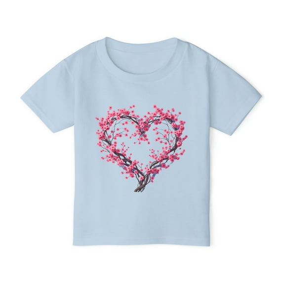 Toddler T-Shirt with Japanese Cherry Blossom Heart Design - 4 Color Options