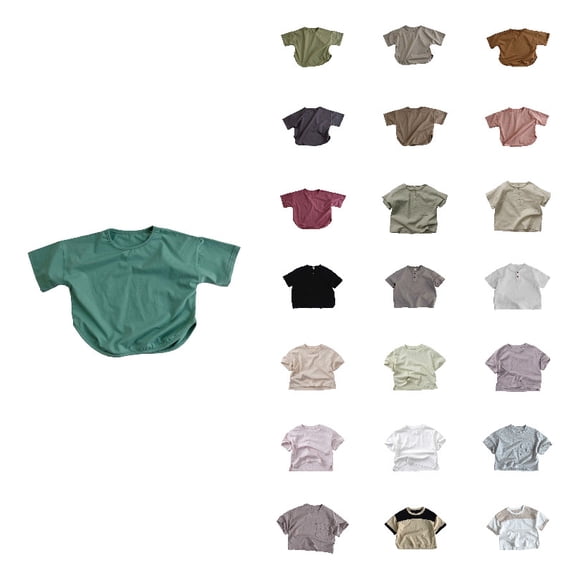 Toddler T Shirts Boys Girls Basic Tee Summer Casual Beach Holiday Blue T-Shirts Crewneck Short Sleeve Shirts for Kids Undershirt Tops 2T