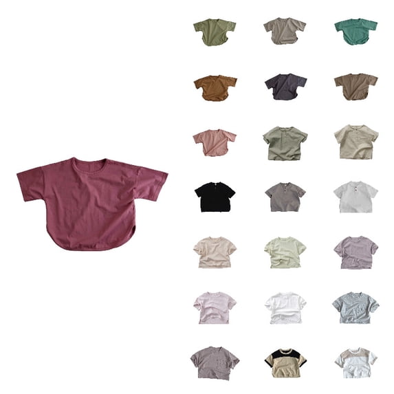Toddler T Shirts Boys Girls Basic Tee Summer Casual Beach Holiday Red T-Shirts Crewneck Short Sleeve Shirts for Kids Undershirt Tops 2T