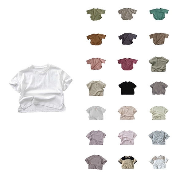 Toddler T Shirts Boys Girls Basic Tee Summer Casual Beach Holiday White T-Shirts Crewneck Short Sleeve Shirts for Kids Undershirt Tops 5-6 Years